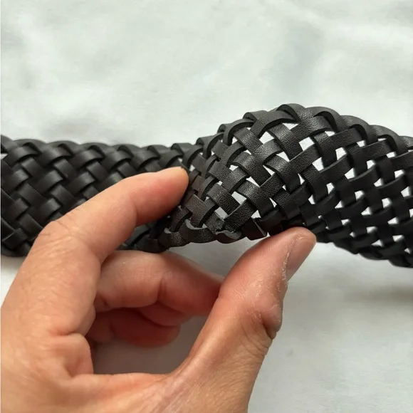 Bohemian braided leather belt with statement metal circle buckle (size OS) - Picture 7 of 8